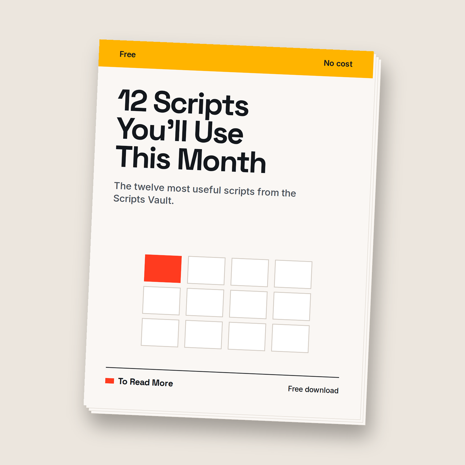 The free 12 Scripts You'll Use This Month download